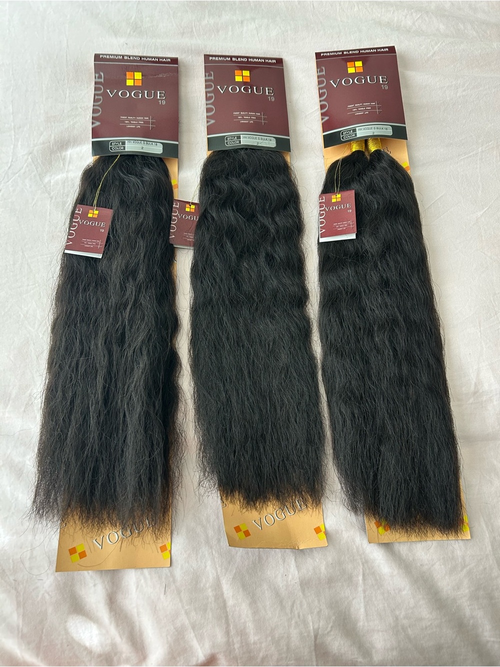 Vogue Textured Wave Bulk Human Hair Blend 18 inches Color 2 (3 packs)